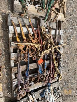 Skid Lot of (20) Assorted Lever Style Chain Binders Assorted Sizes and Manufacturers