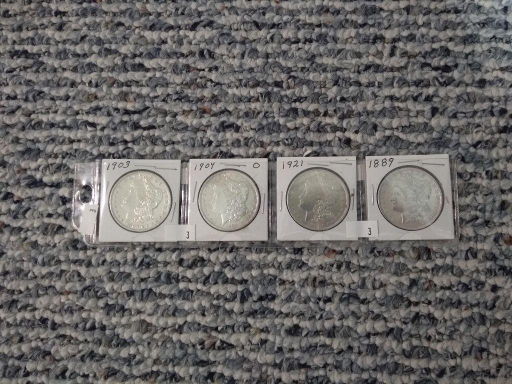 4 Morgan Silver Dollars