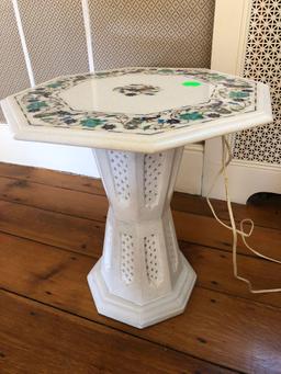Inlaid Marble lighted plant stand 18â€œ x 17â€œ, comes from India Taj Mahal