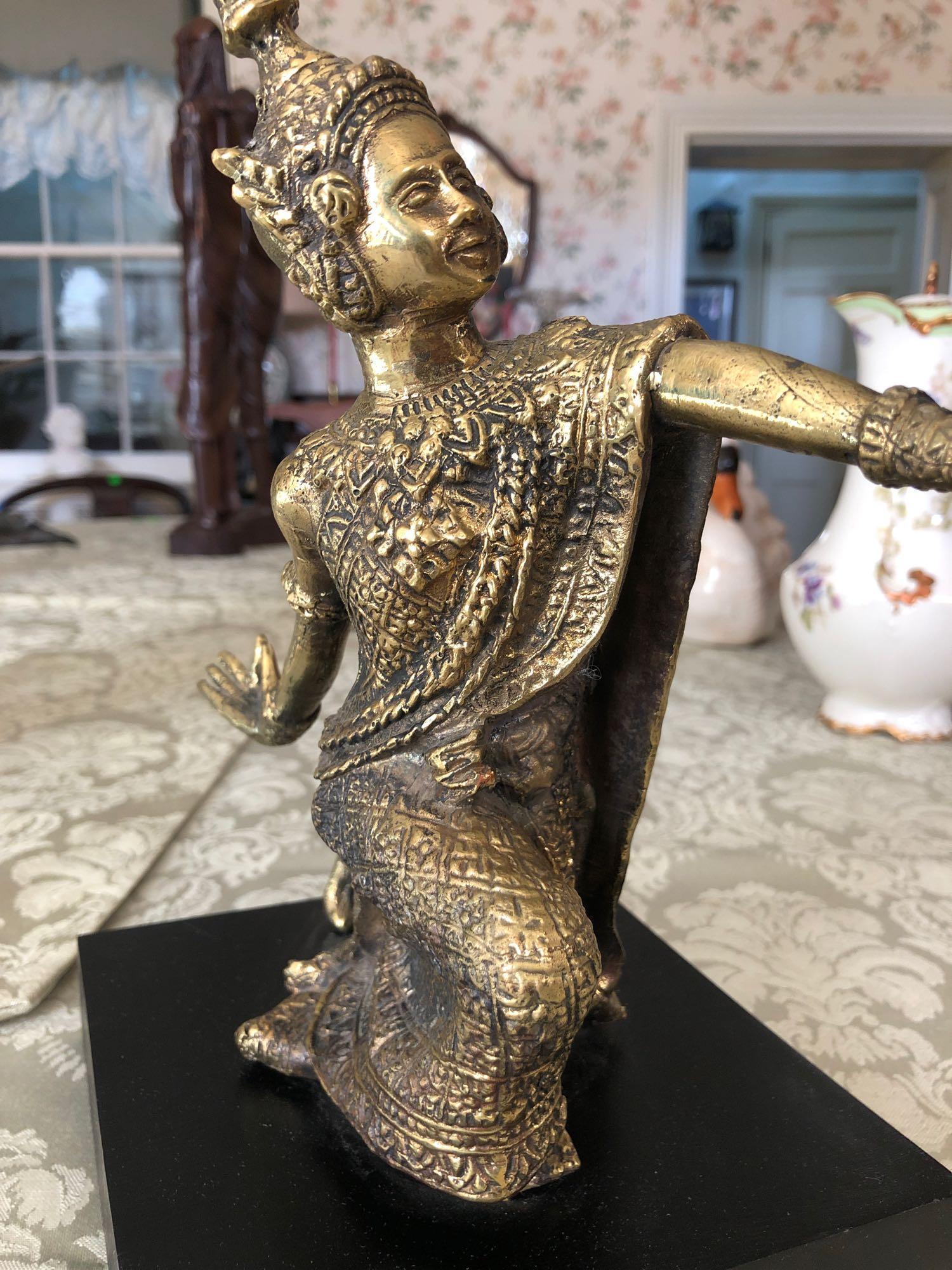 Thai brass statue 11â€� tall