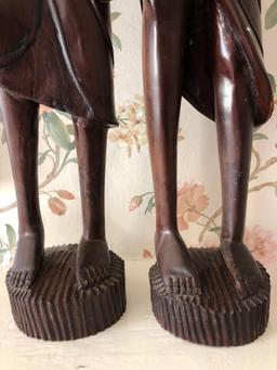 African wooden carved decorative pieces, Man, Woman, & Child 27â€� tall approximately, ebony wood