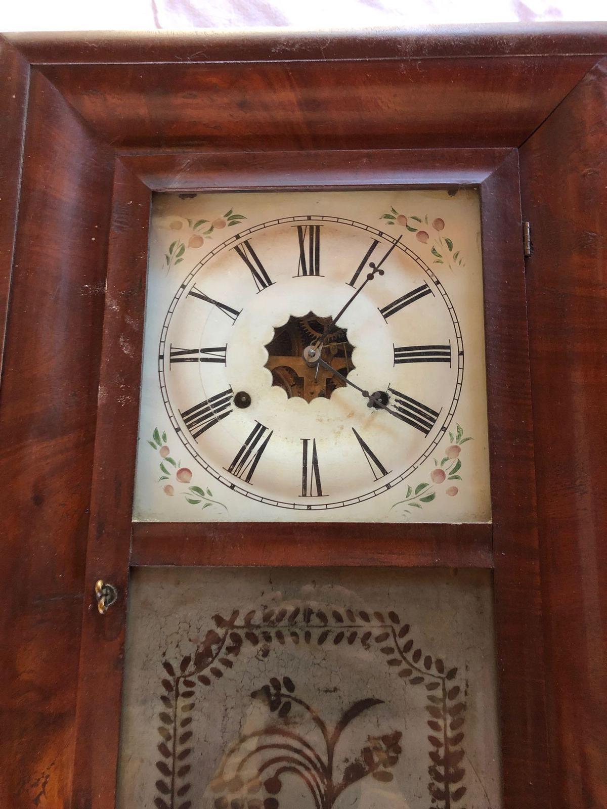 Vintage Improved 30 hour brass clock, 15.5�" x 26"