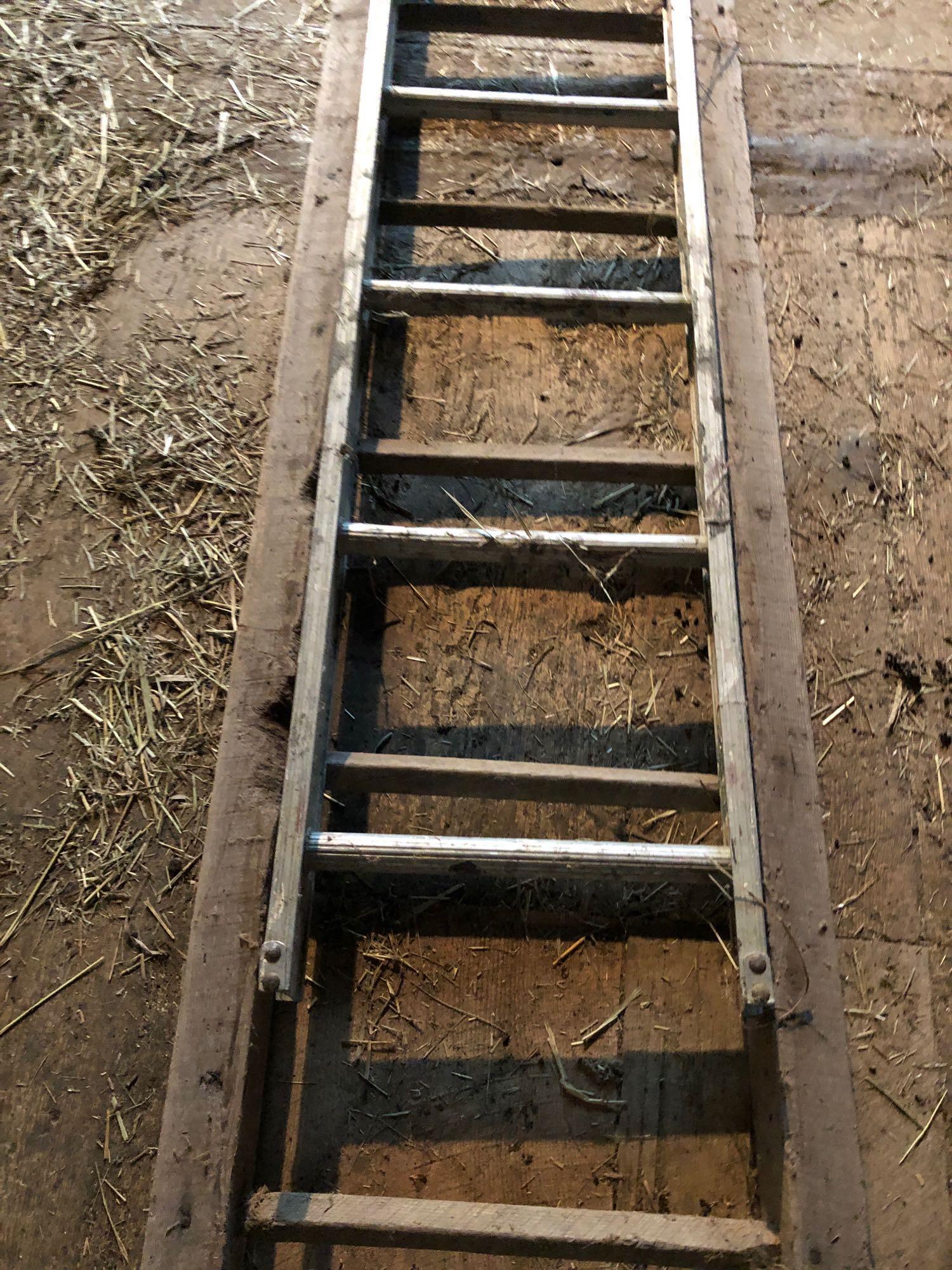 25 foot heavy duty wooden ladder, 12 foot aluminum ladder