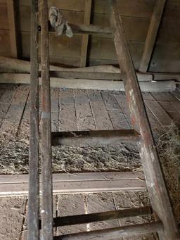 Wooden extension ladder, approximately 30â€™