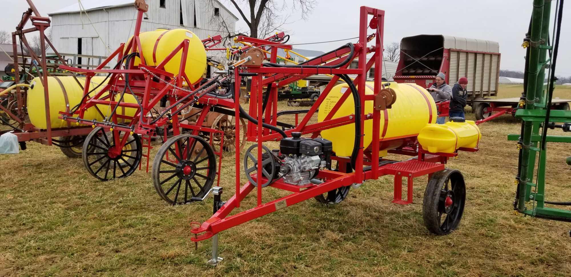 New- Fisher sprayer, 26 ft. Single boom w/ Robin engine, high pressure blue floww pump