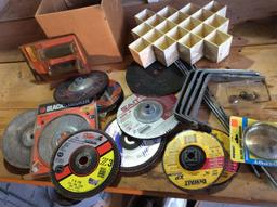 Grinder blades, flap discs, wire wheel, brackets and rods