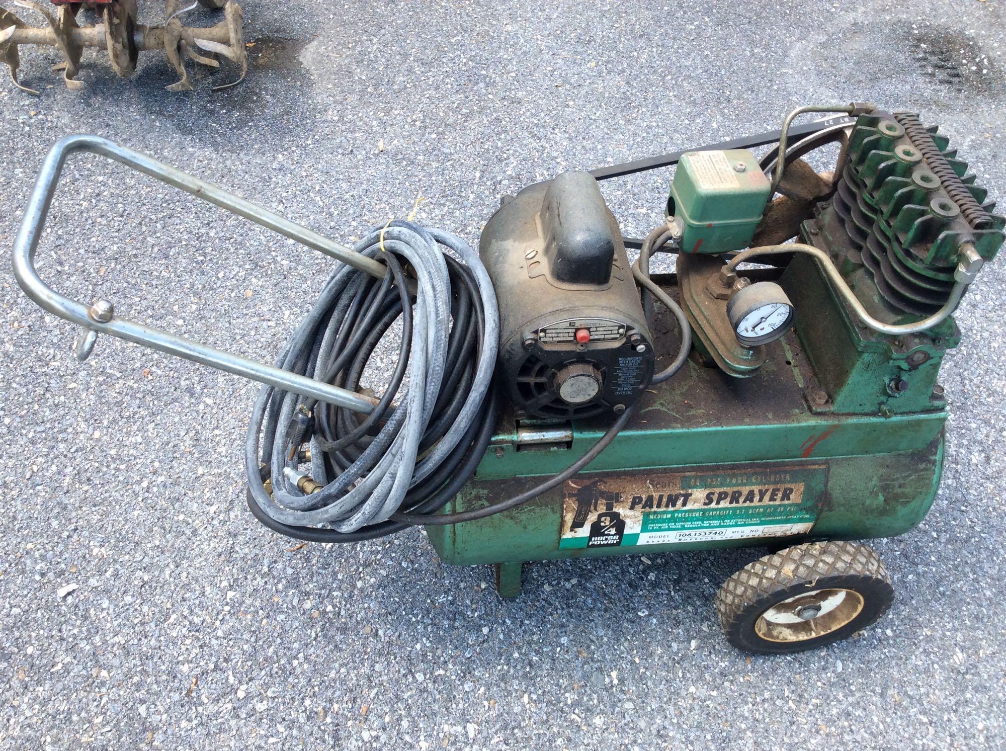 3/4 HP air compressor with hose in working condition