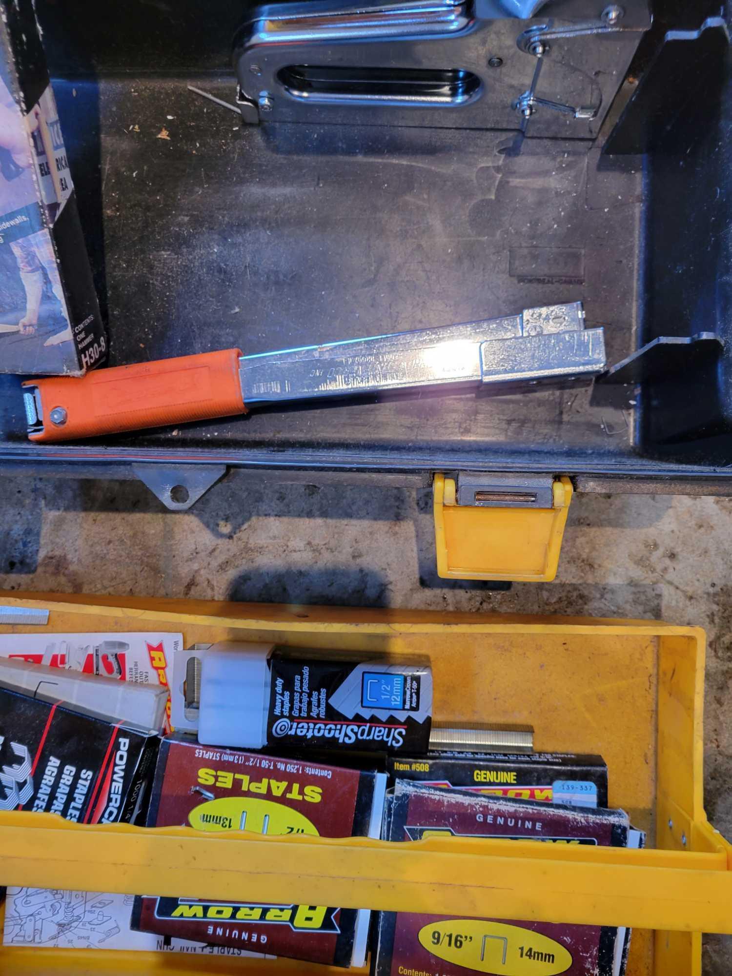 Toolbox with 3 staplers