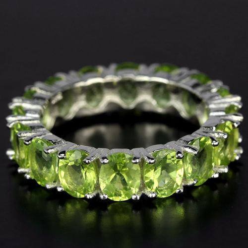 Natural Green Peridot Eternity Band