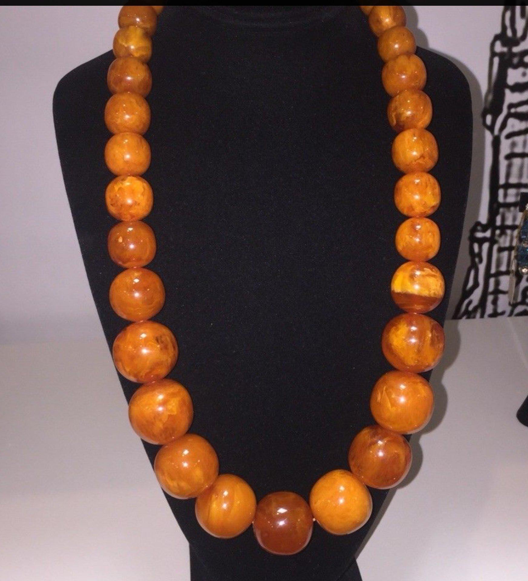 Antique Natural Butterscotch Egg Yolk Amber Necklace