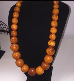 Antique Natural Butterscotch Egg Yolk Amber Necklace