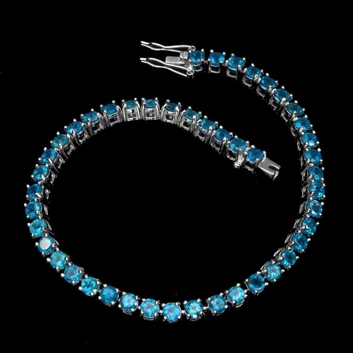 Natural Brazil Neon Blue Apatite 68.99 Cts Bracelet