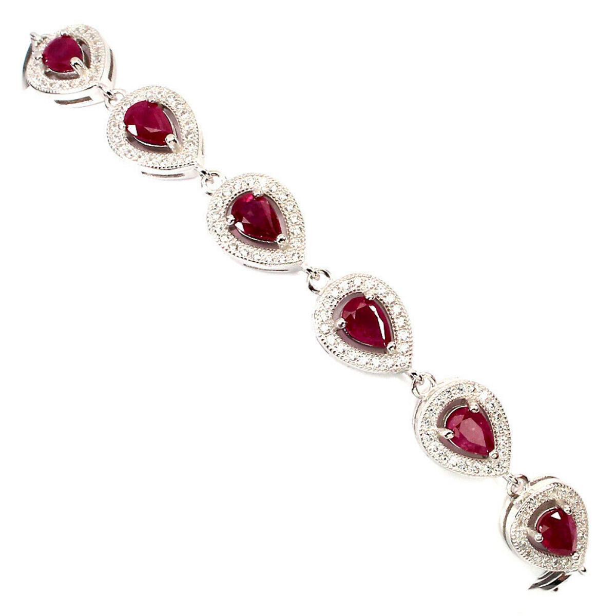 Pear Red Ruby 6x4 MM Bracelet