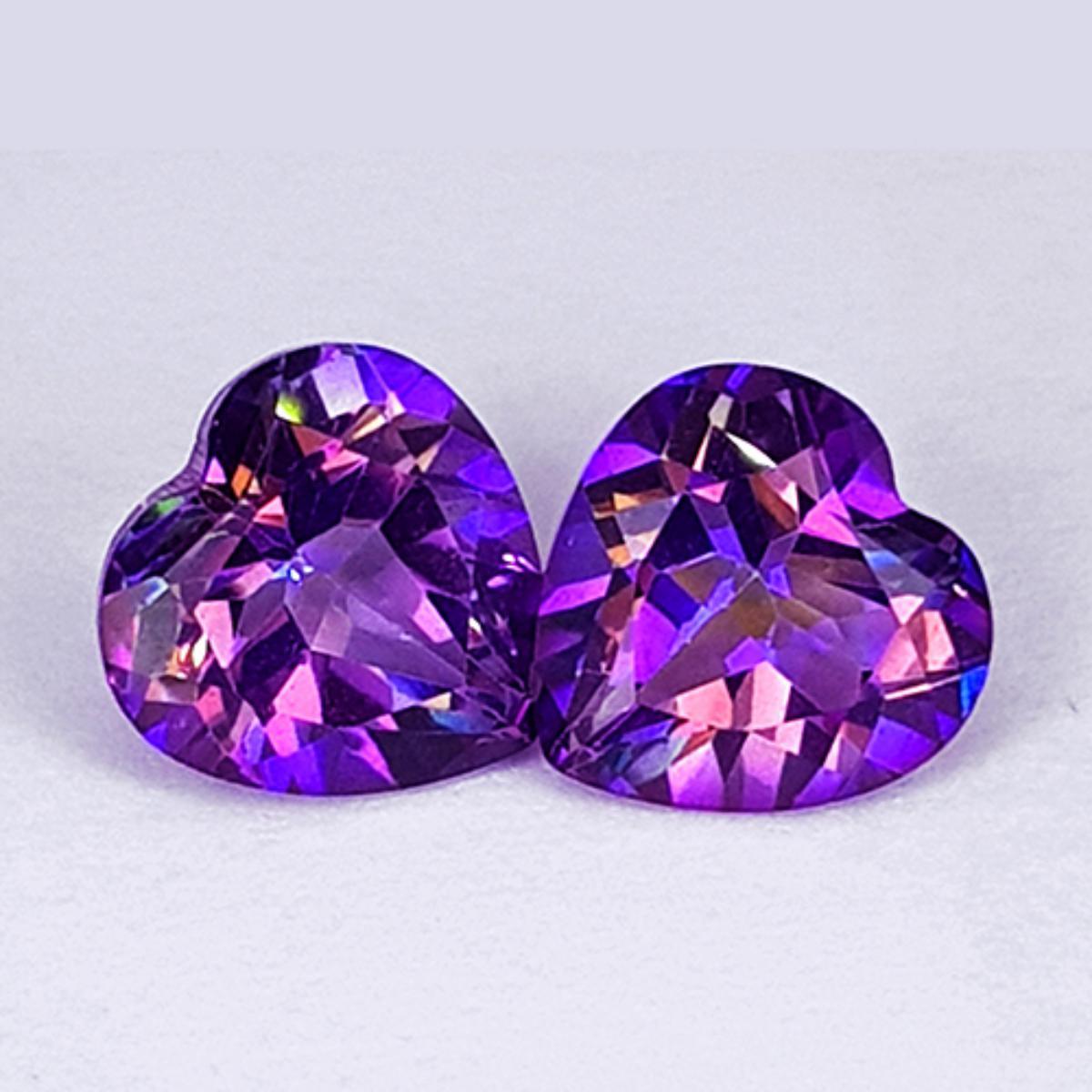 Natural Pinkish Purple Mystic Topaz Heart Pair