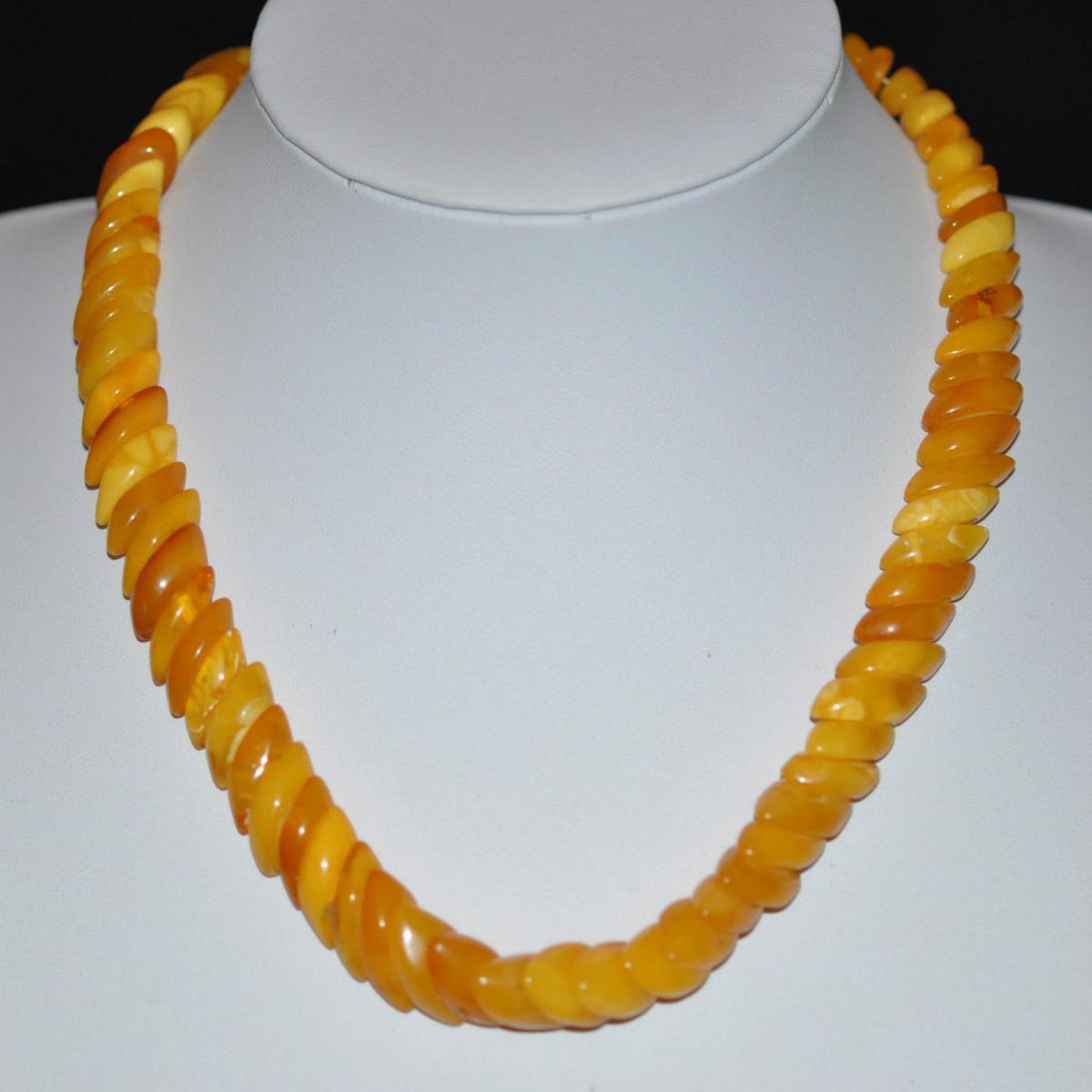 Antique Natural Butterscotch Egg Yolk Amber Necklace