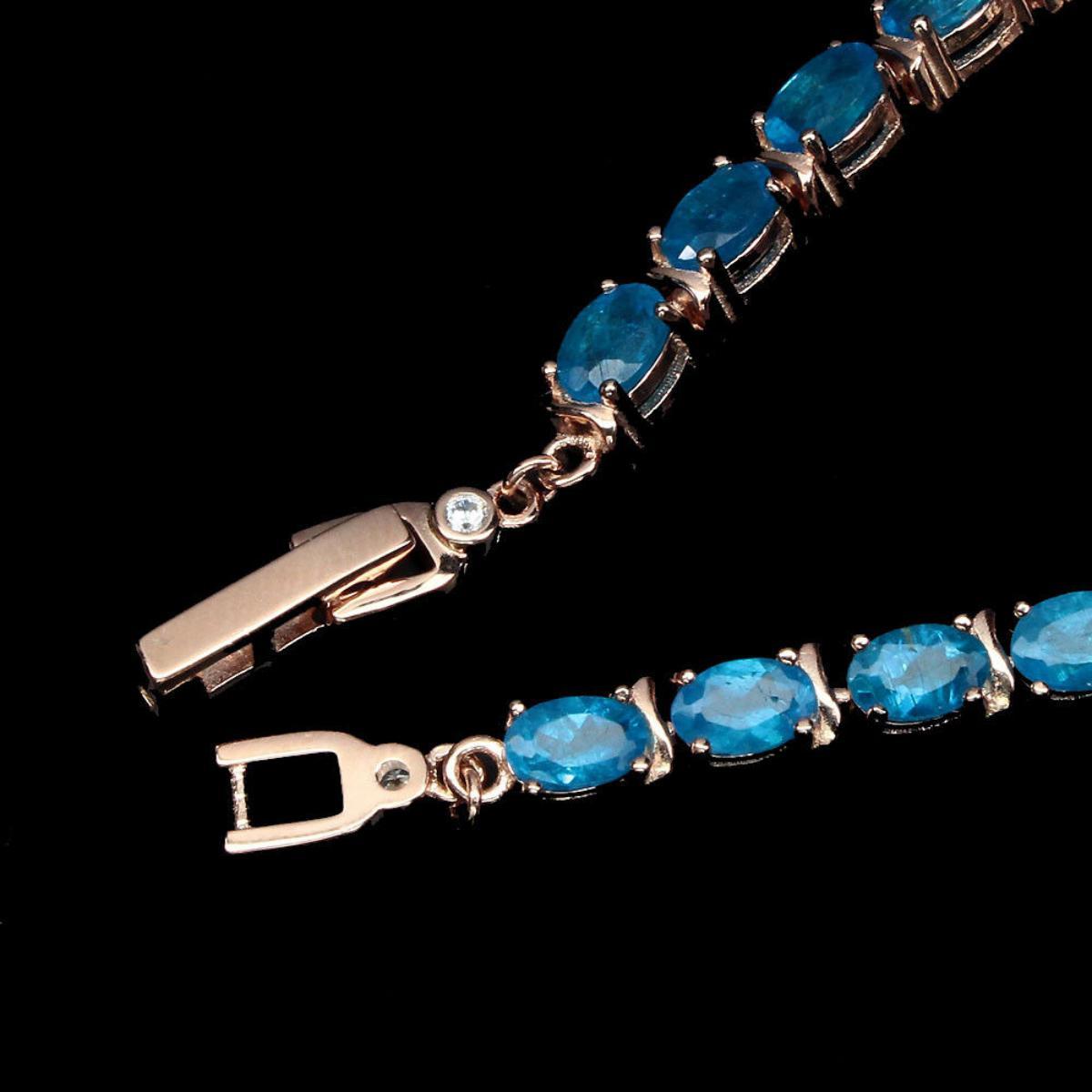 Natural Rare Brazil Neon Blue Apatite Bracelet