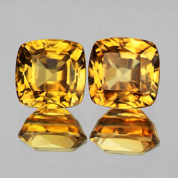 Natural Imperial Golden Yellow Zircon Pair - IF-VVS