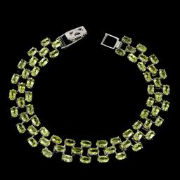 Natural Unheated Oval Peridot Bracelet