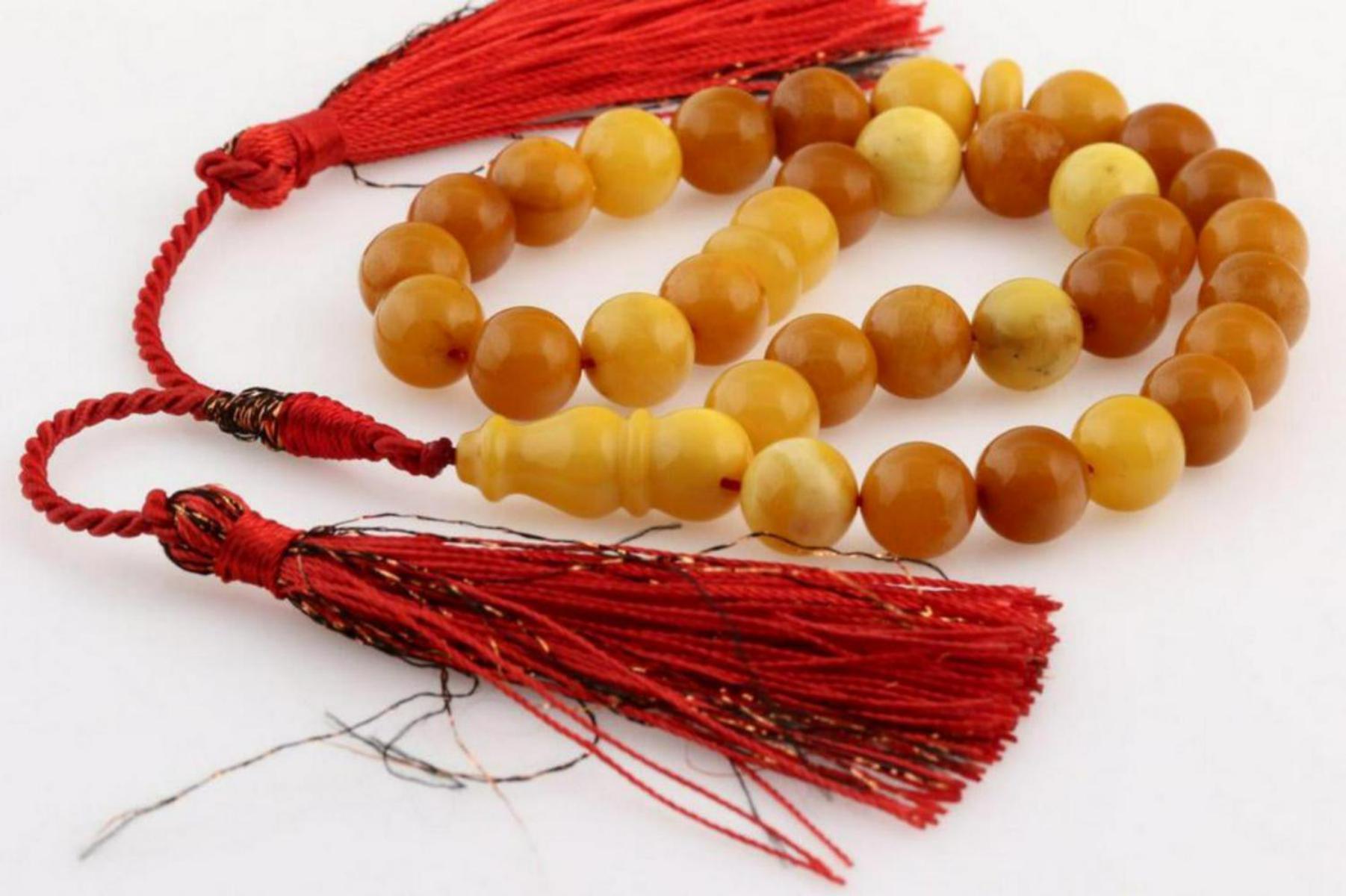 Natural Amber Islamic Prayer 33 Beads Tasbih