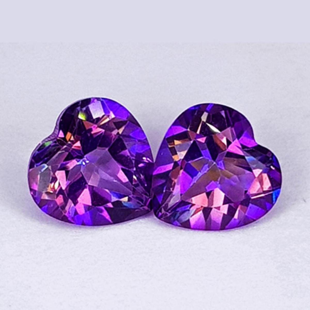 Natural Pinkish Purple Mystic Topaz Heart Pair