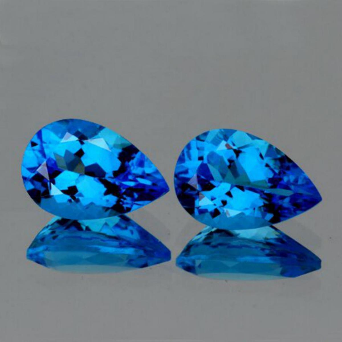 Natural Swiss Blue Topaz Pair{Flawless-VVS1}