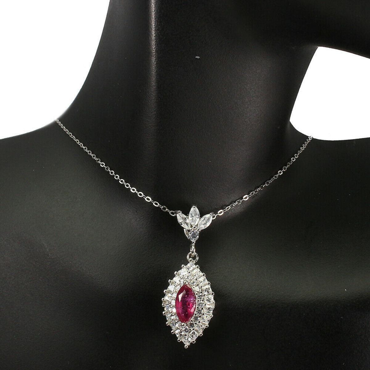 Natural Marquise Red Ruby 10x5 MM Pendant