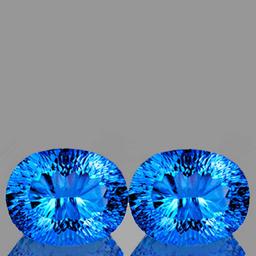 Natural Concave Swiss Blue Topaz Pair 12x10 MM - FL