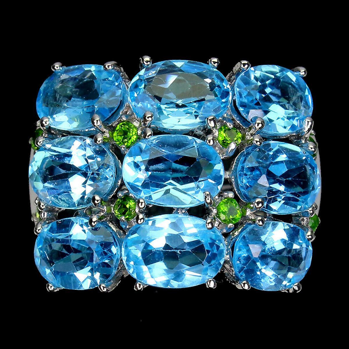 Natural Stunning Swiss Blue Topaz Ring