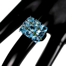 Natural Stunning Swiss Blue Topaz Ring