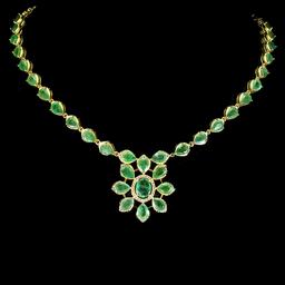 Natural Unheated Colombian Emerald Necklace