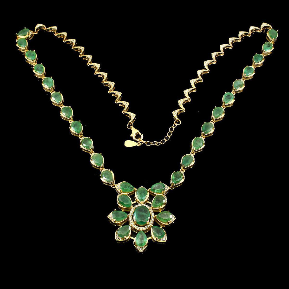 Natural Unheated Colombian Emerald Necklace