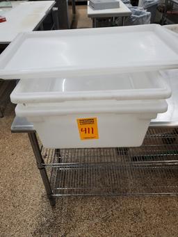 2 White Totes with Lids