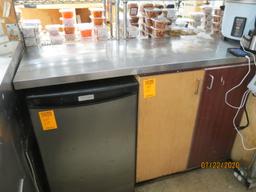 Stainless Steel Top, Wooden Cabinet.