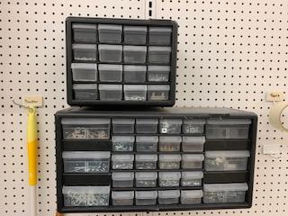 2 Organizers full of Points, Hooks, Nails etc…