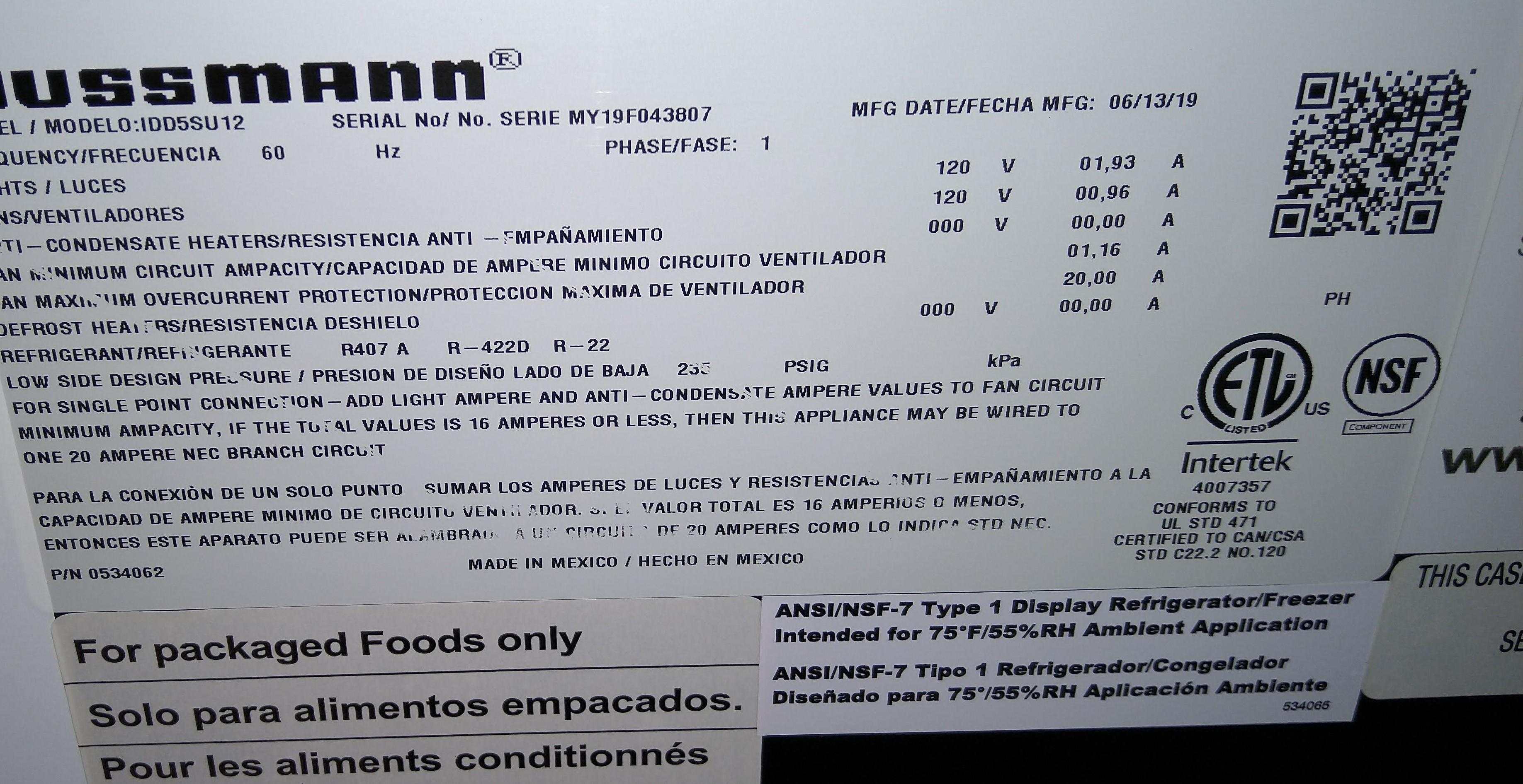 Hussmann 6 Door Refrigeration