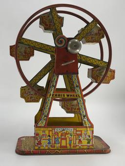 J. Chein Ferris Wheel Wind Up Tin Litho Toy