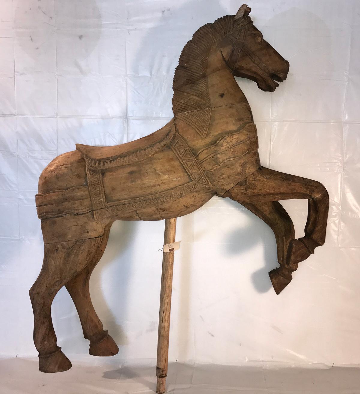 1930s - 1950s Wooden Carved Carousel Horse