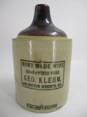 1 Gal. Geo. Klehm Wine Arlington Heights, IL Advertising Jug