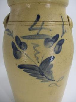 4 Gal. Decorated Eastern American Salt Glaze Churn