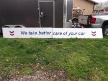 Chevron Enamel  We Take Better Care of Your Car Sign