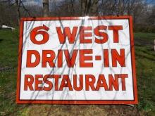 6 West Drive In Restaurant Porcelian Sign