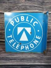 Public Telephone Porc. Flange Sign