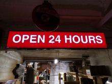 Lighted "Open 24 Hours" Sign