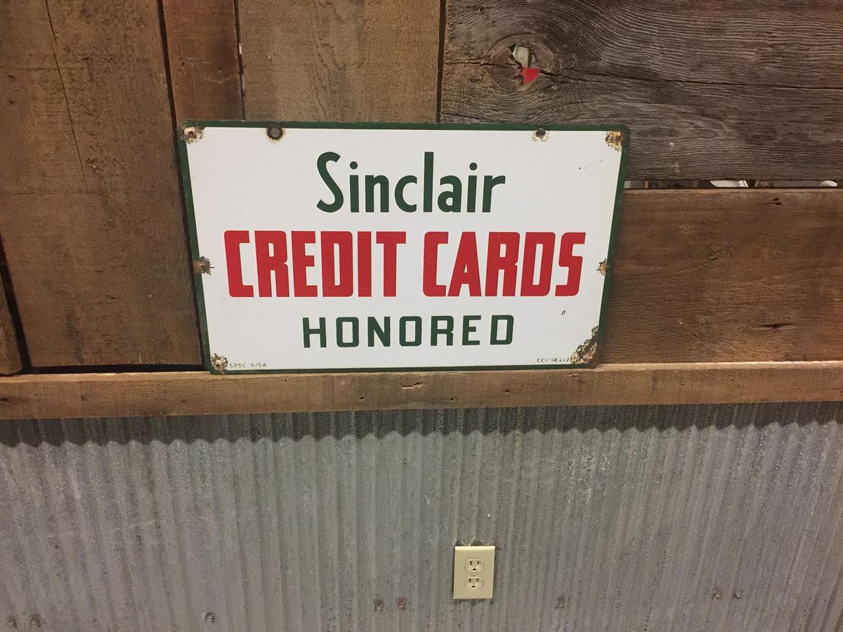 Porcelain Sinclair Credit Card Sign