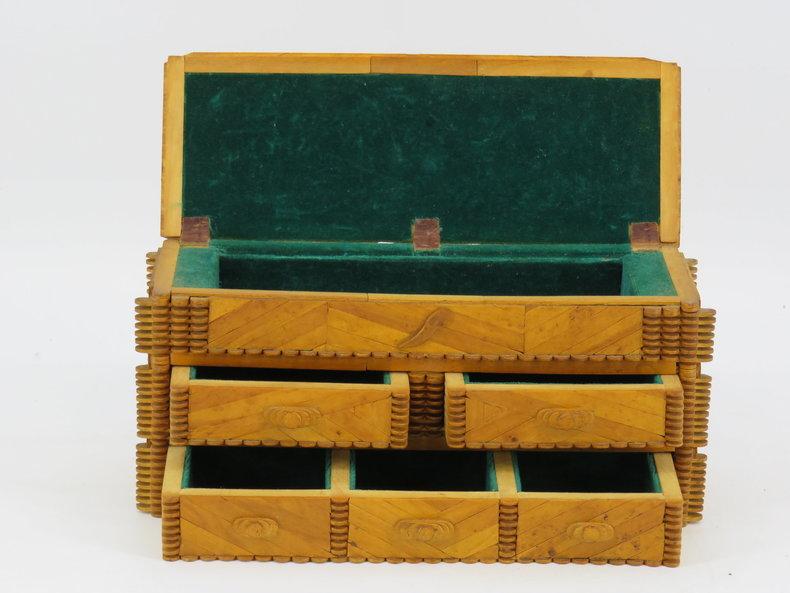 Folk wood valuables box c. 1900