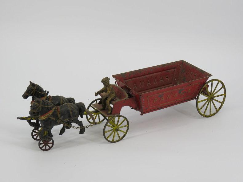 Panama "tin box" horse drawn dump wagon with driver