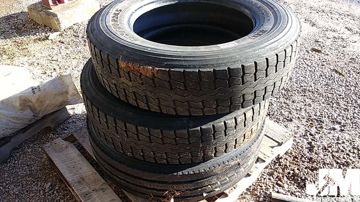 QTY OF (2) 275/80R24.5 TIRES, (1) 285/75R24 TIRE