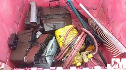 CHAIN HOIST, LIGHTS, (2) RAKES, POLE SAW