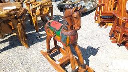 30" ROCKING HORSE, TEAK WOOD