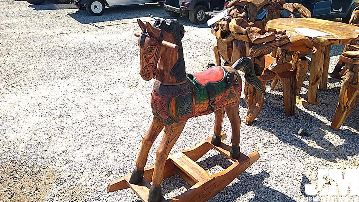 30" ROCKING HORSE, TEAK WOOD